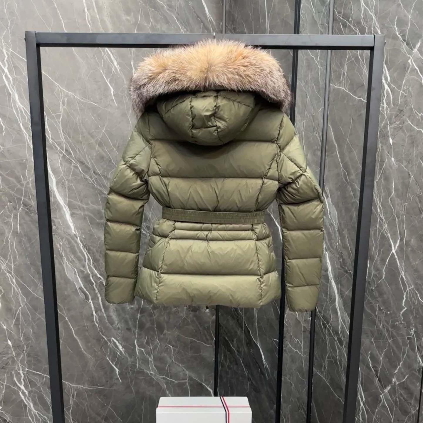 Moncler Belted Puffer Jacket With A Fur-trimmed Hood - DopestKickz