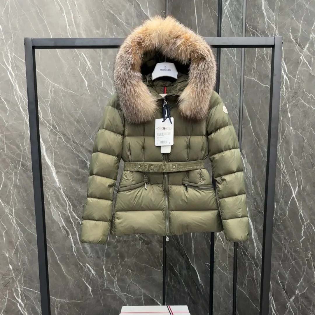Moncler Belted Puffer Jacket With A Fur-trimmed Hood - DopestKickz