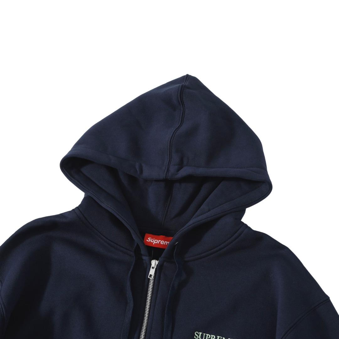 Supreme Idgaf Zip Up Hooded Sweatshirt 'Blue' - DopestKickz