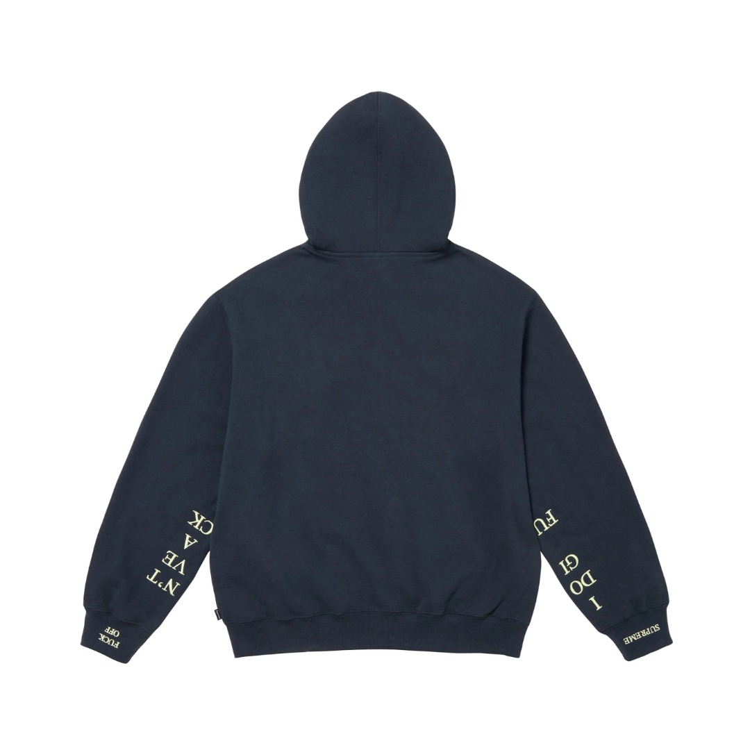 Supreme Idgaf Zip Up Hooded Sweatshirt 'Blue' - DopestKickz