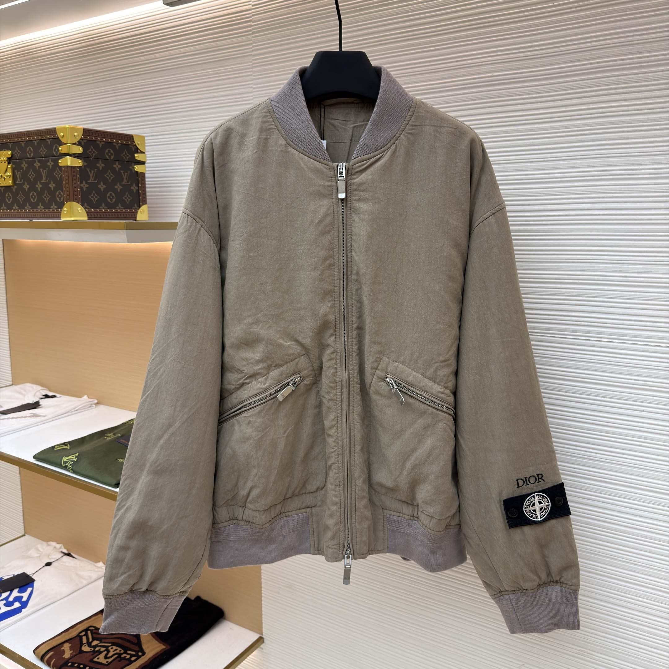 Dior x Stone Island Habotai Silk Blend Bomber Jacket Black  - DopestKickz