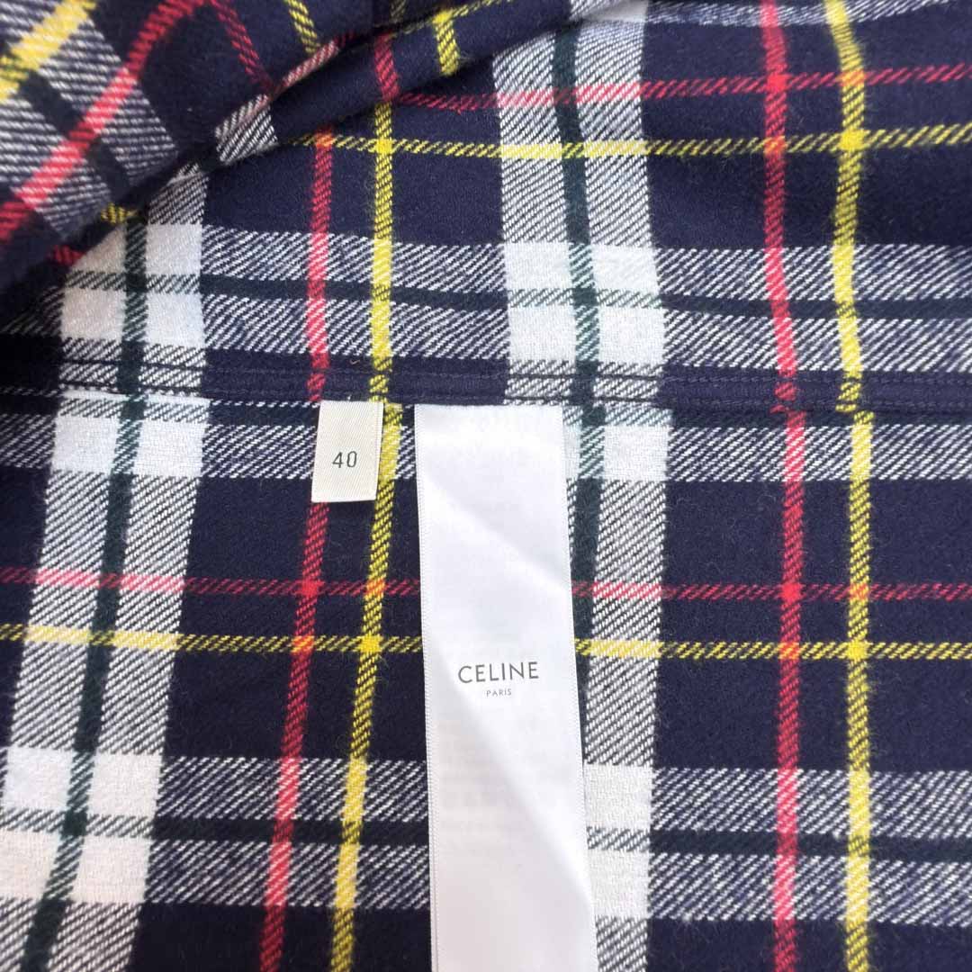 Celine Relaxed Shirt In Brushed Checked Wool - DopestKickz