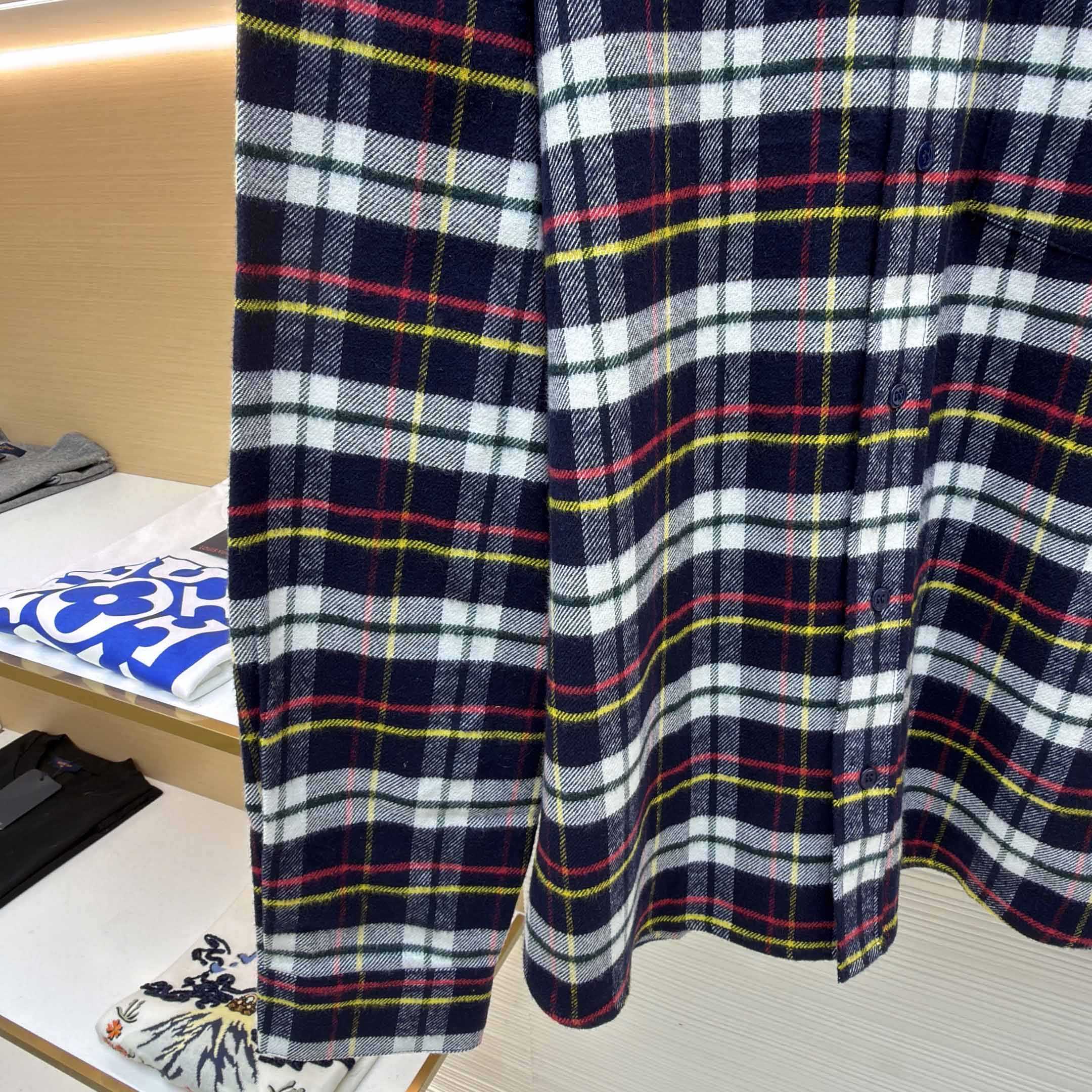 Celine Relaxed Shirt In Brushed Checked Wool - DopestKickz