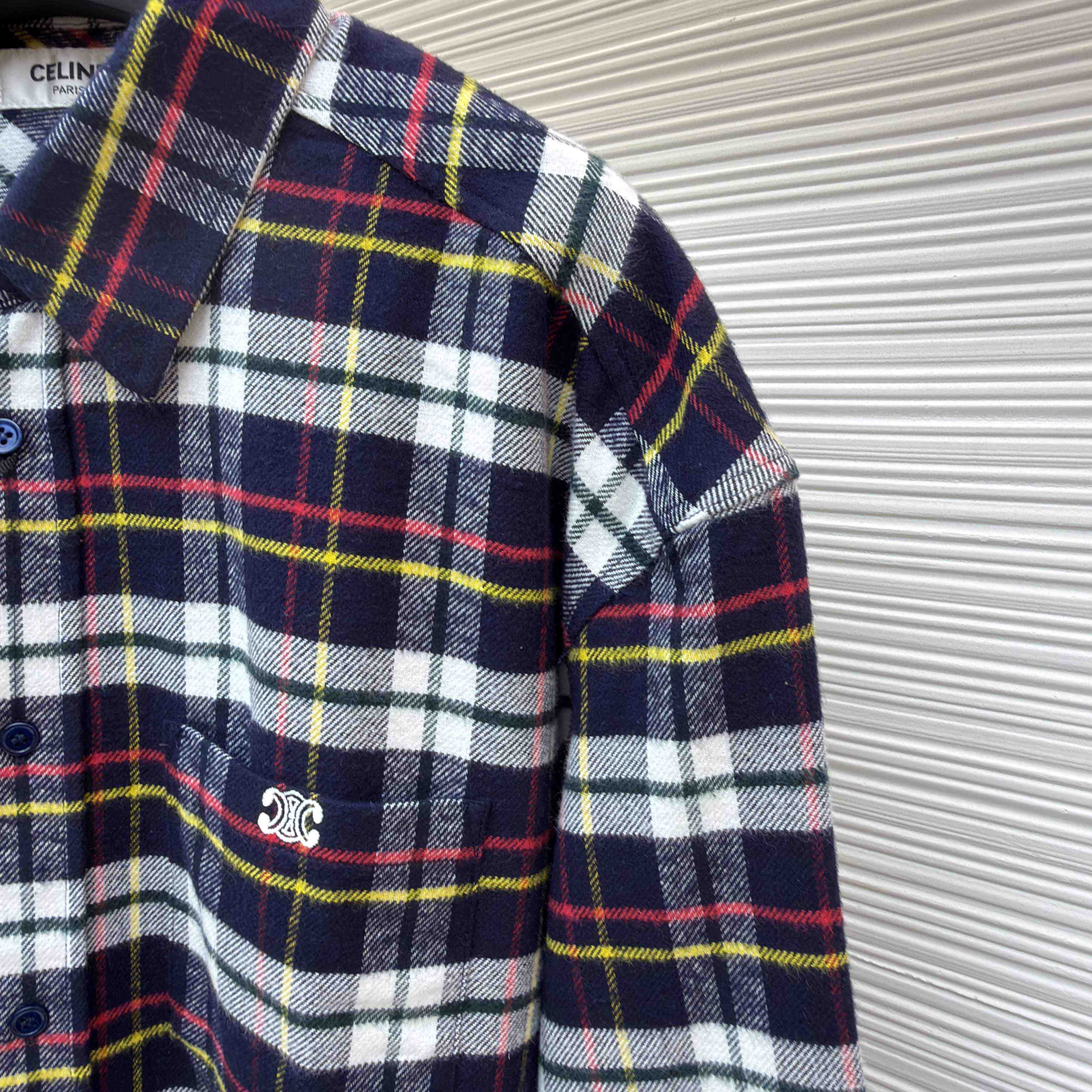 Celine Relaxed Shirt In Brushed Checked Wool - DopestKickz
