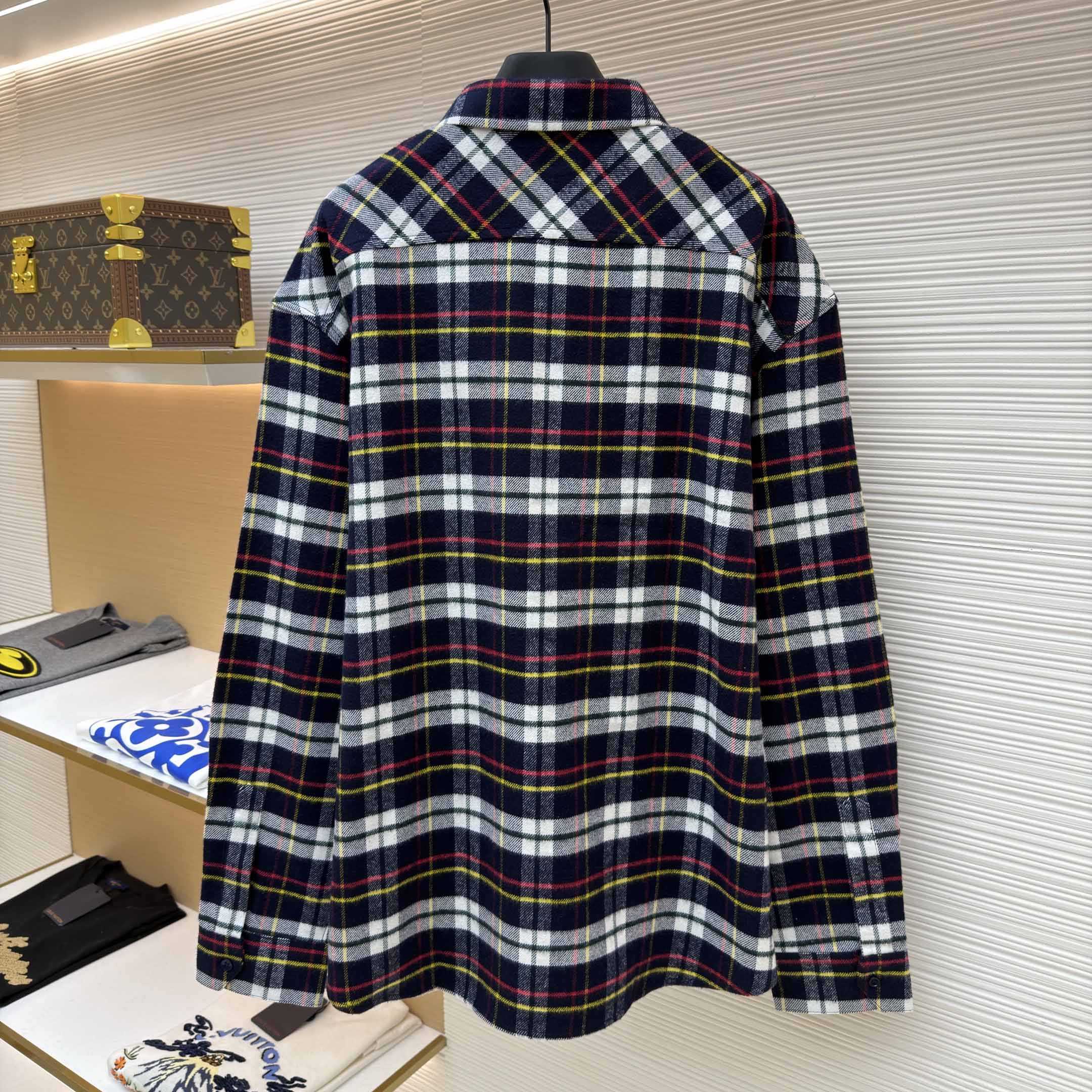 Celine Relaxed Shirt In Brushed Checked Wool - DopestKickz