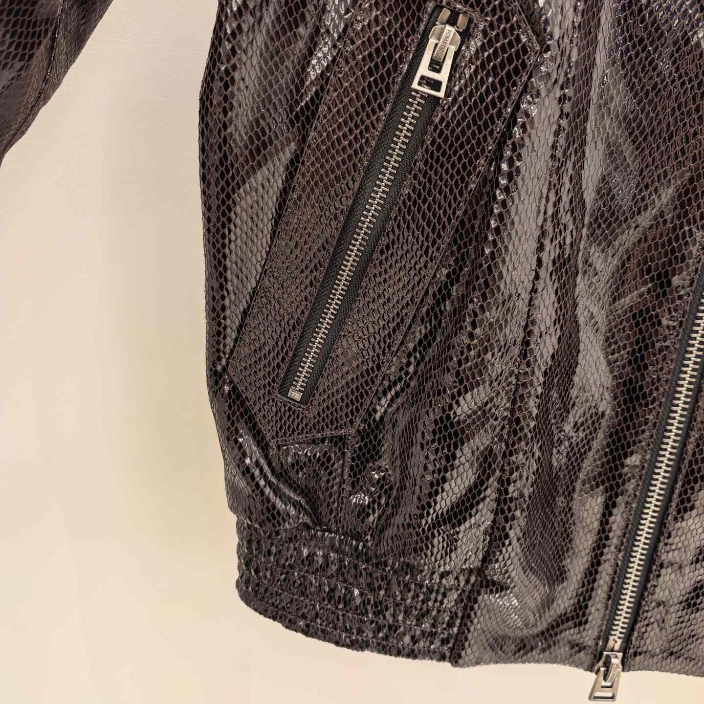 Tom Ford men's Python-effect Leather Jacket - DopestKickz