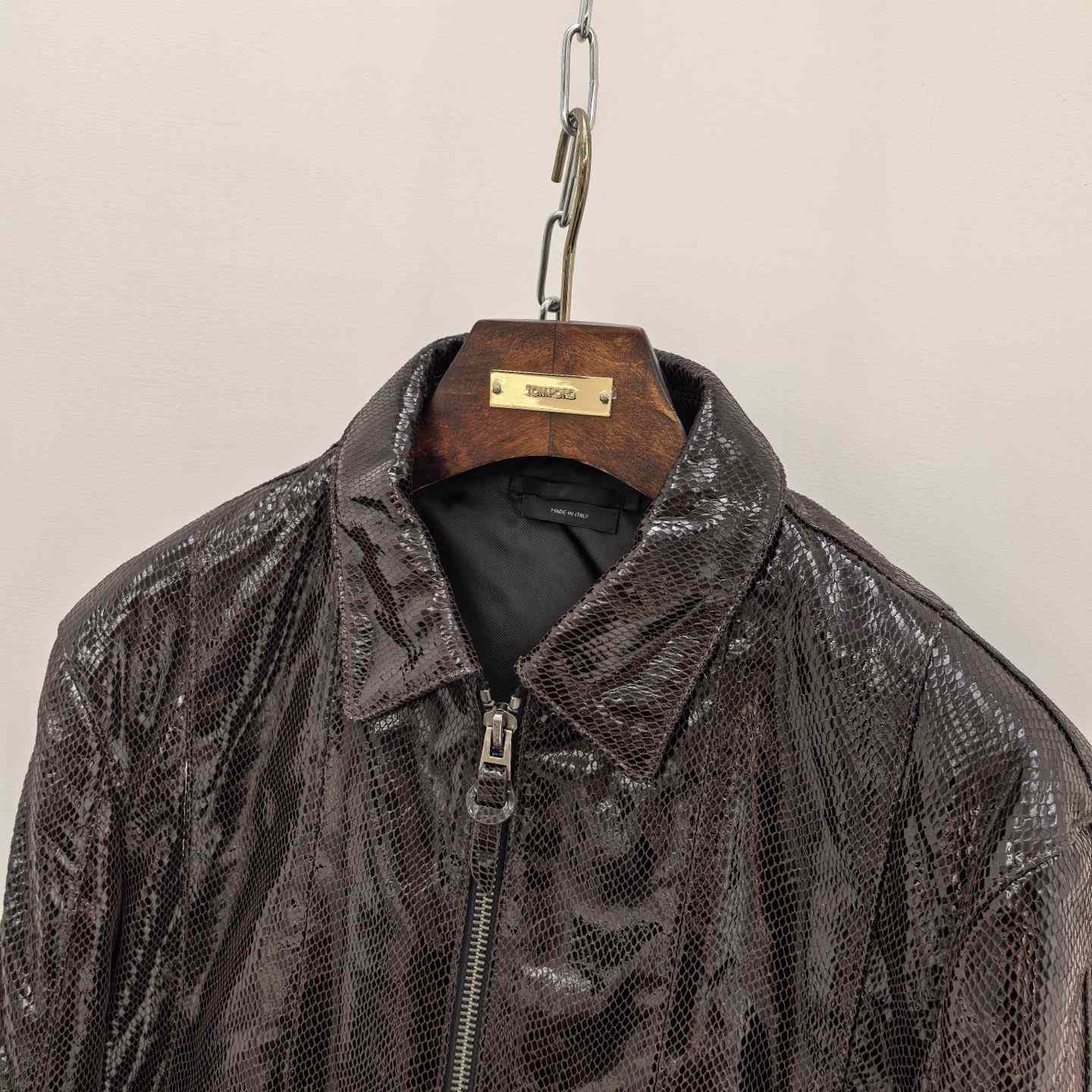 Tom Ford men's Python-effect Leather Jacket - DopestKickz