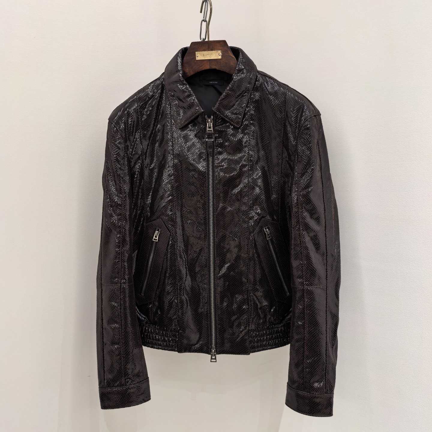 Tom Ford men's Python-effect Leather Jacket - DopestKickz