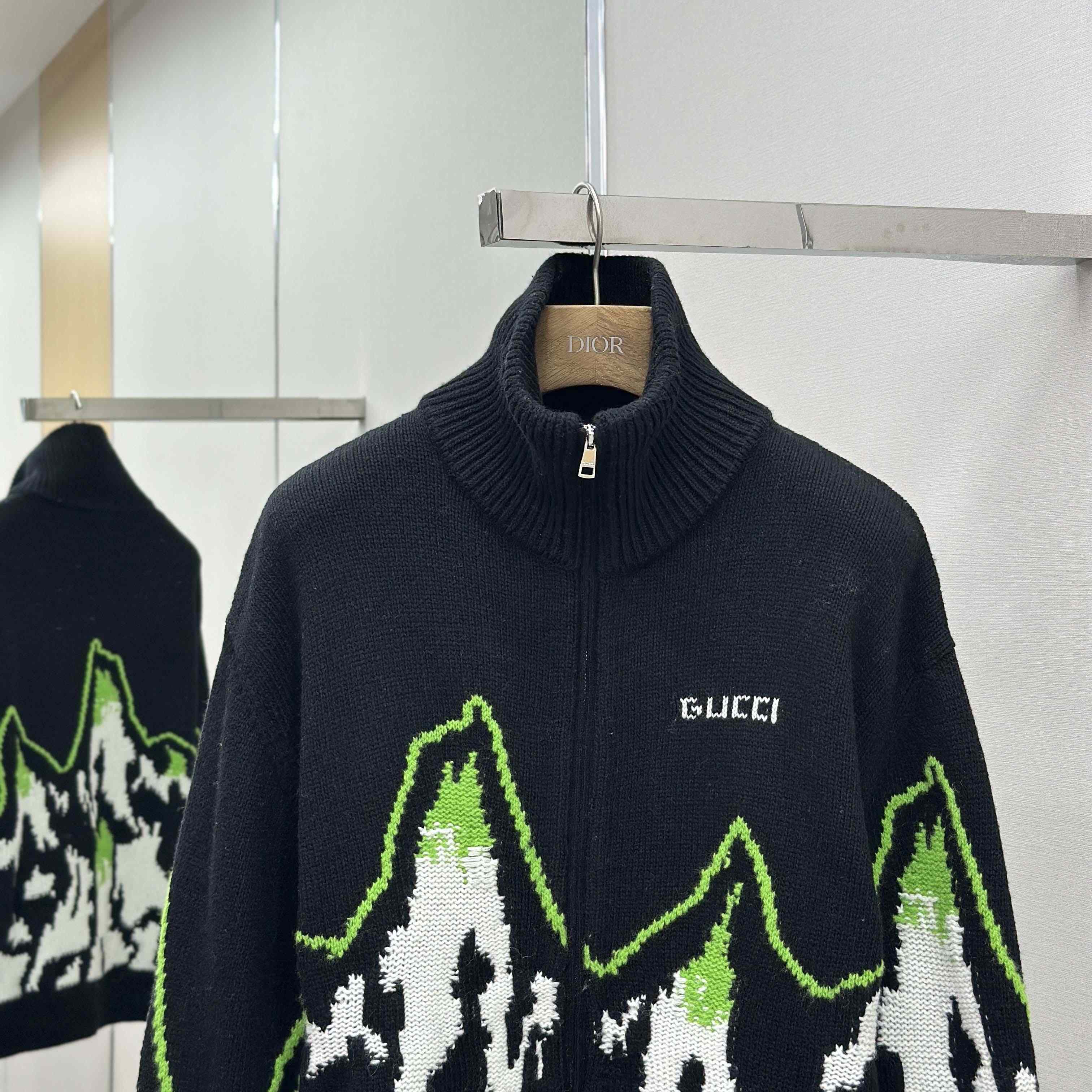 Gucci Wool Jacquard Zip Jacket With Intarsia - DopestKickz