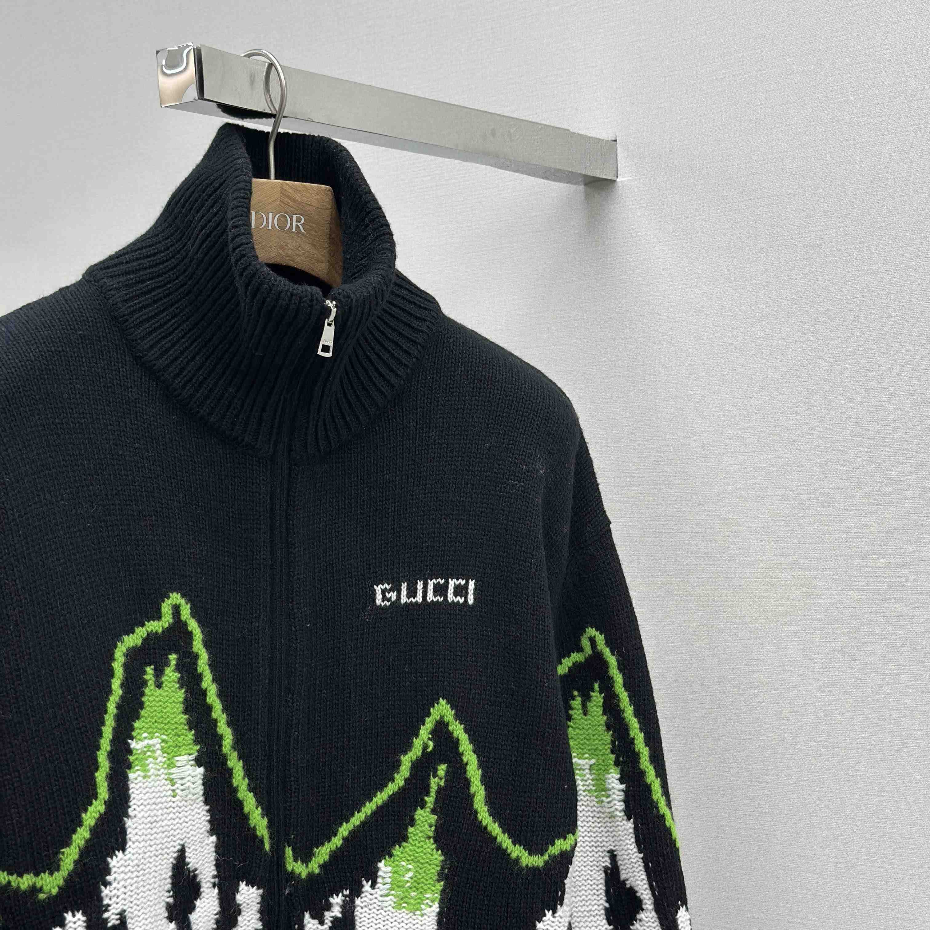 Gucci Wool Jacquard Zip Jacket With Intarsia - DopestKickz