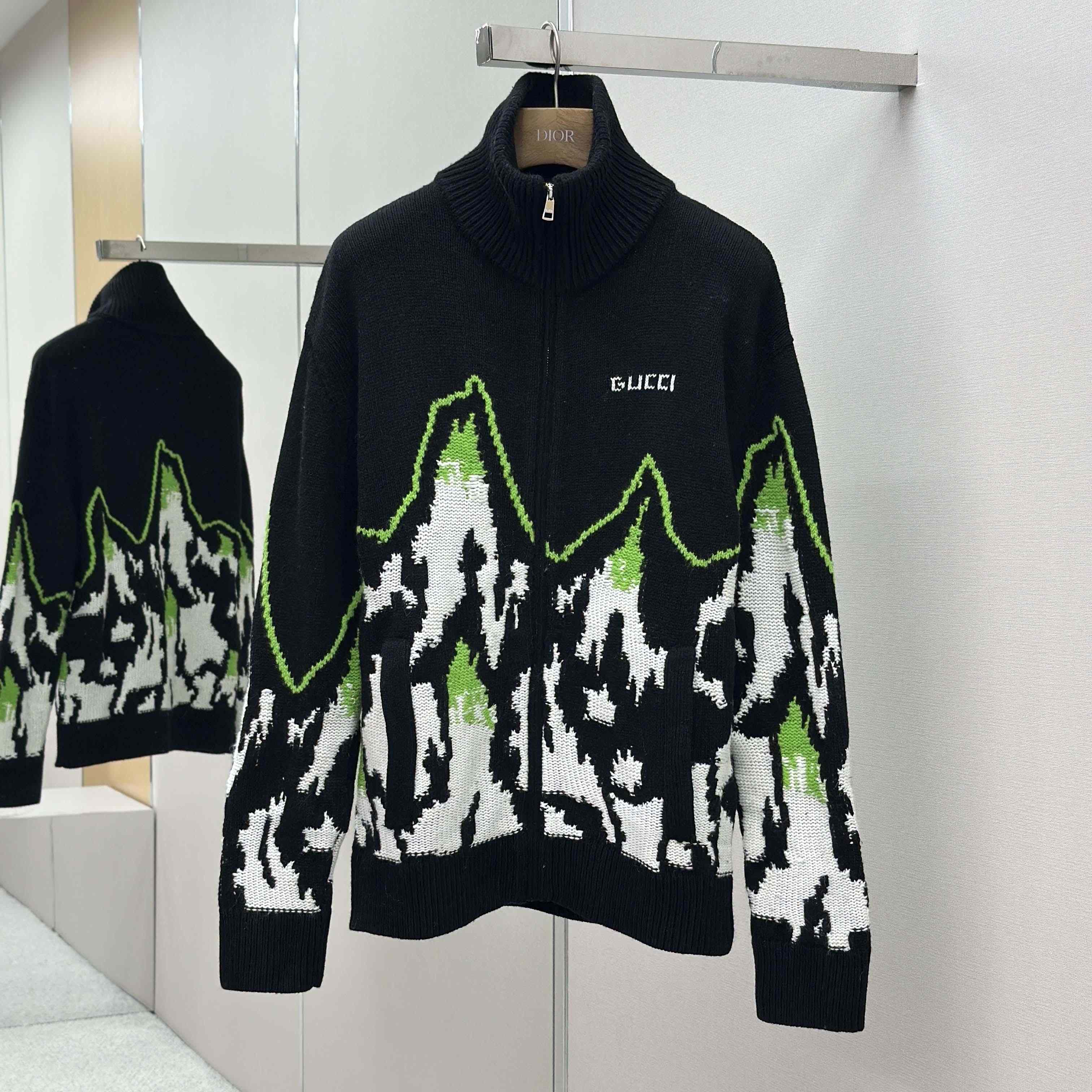 Gucci Wool Jacquard Zip Jacket With Intarsia - DopestKickz