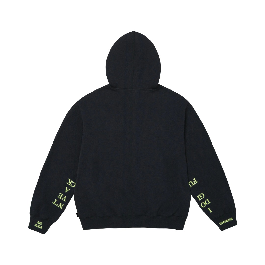 Supreme Idgaf Zip Up Hooded Sweatshirt 'Black' - DopestKickz