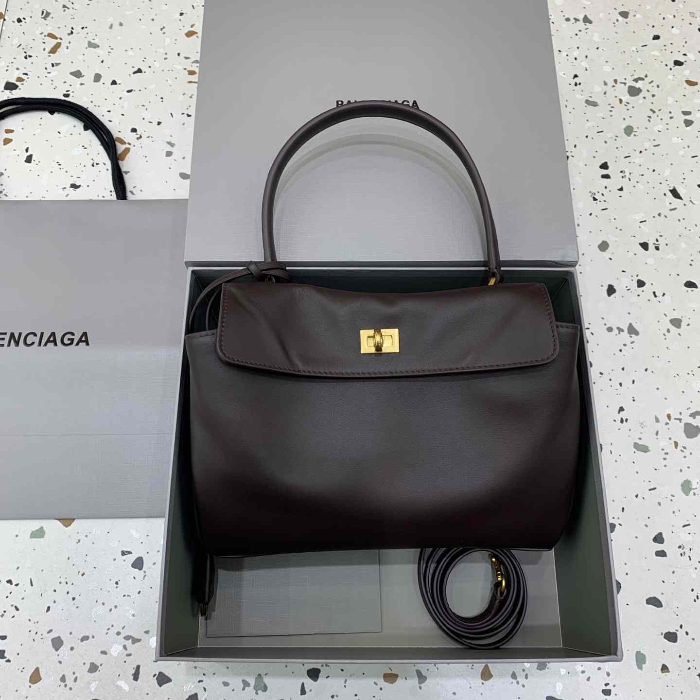 Balenciaga Rodeo Handbag Small In Espresso - DopestKickz