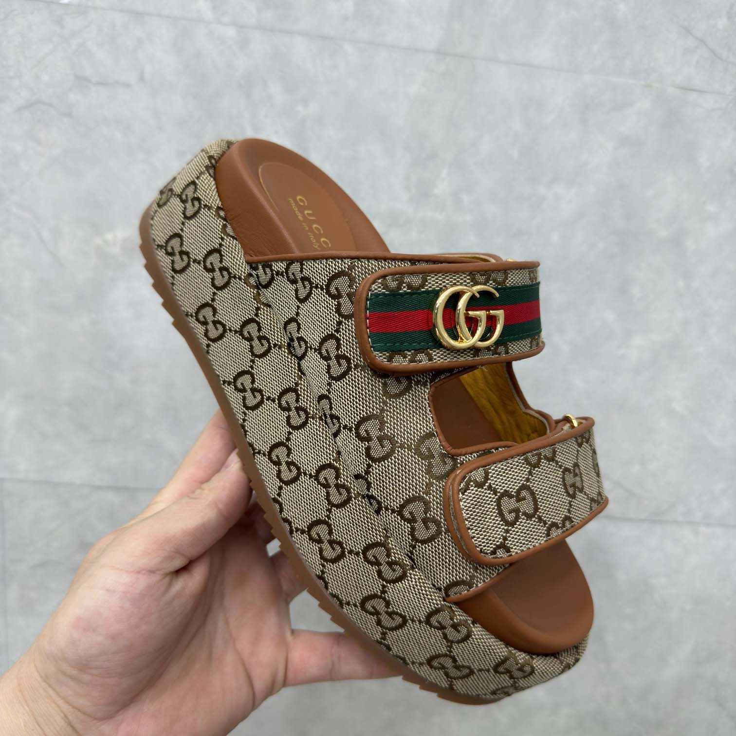 Gucci Platform GG Canvas Slides - DopestKickz