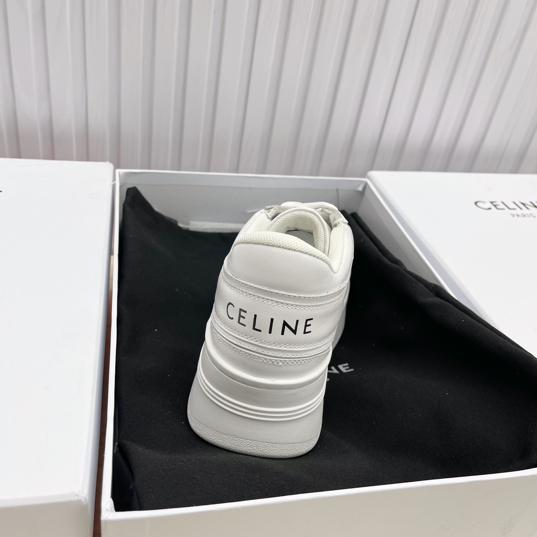 Celine Block Sneakers With Wedge Outsole In Calfskin - DopestKickz