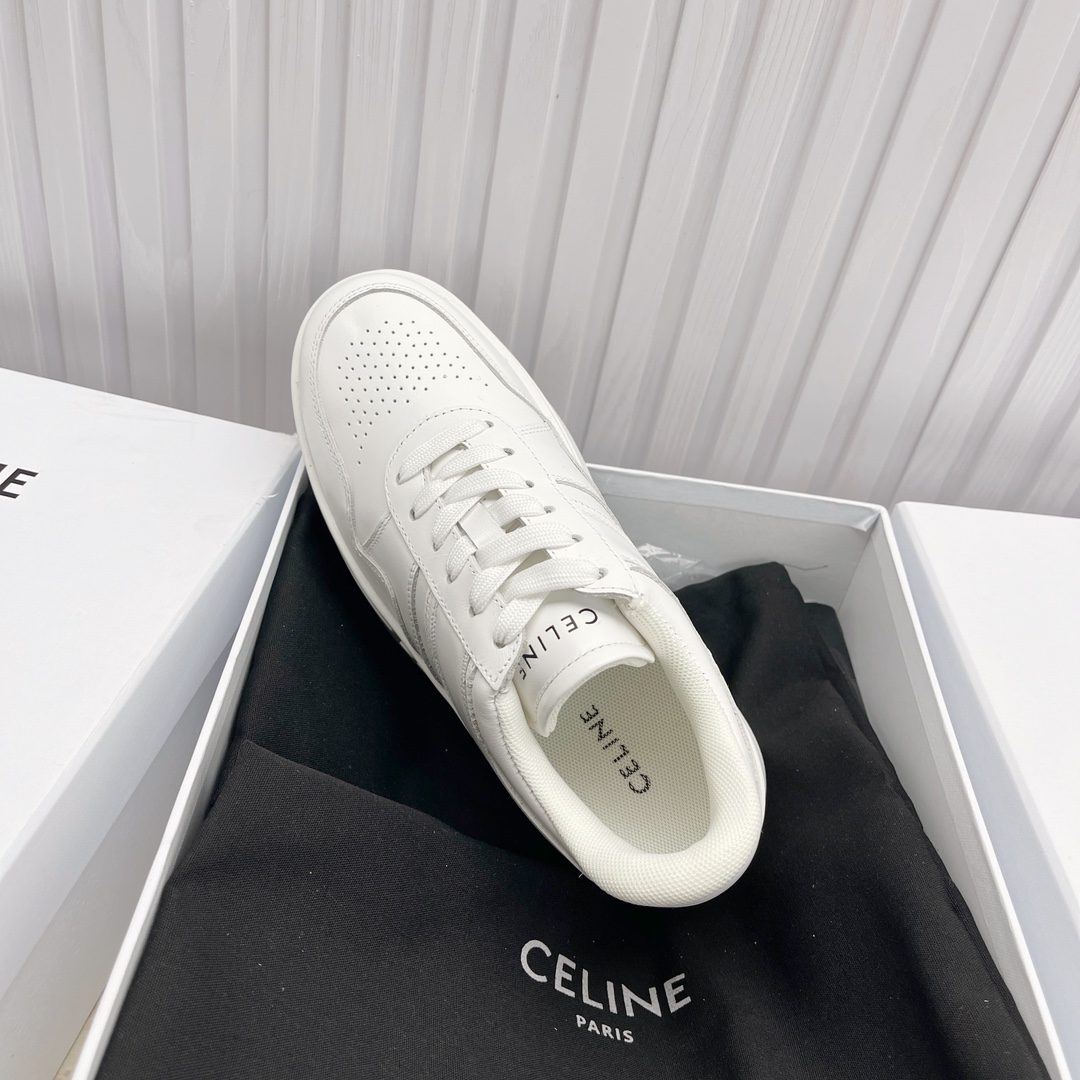 Celine Block Sneakers With Wedge Outsole In Calfskin - DopestKickz