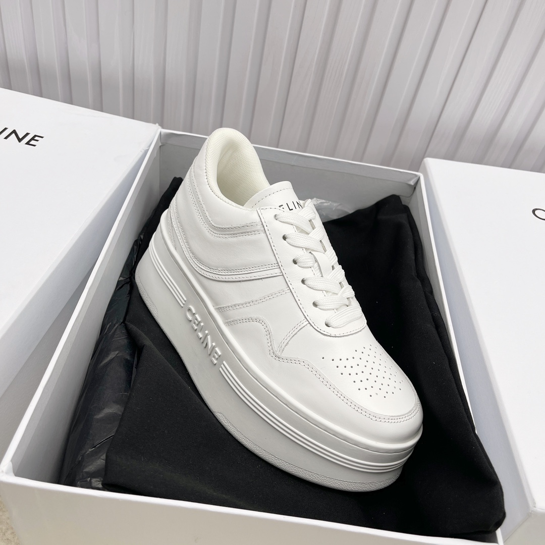 Celine Block Sneakers With Wedge Outsole In Calfskin - DopestKickz