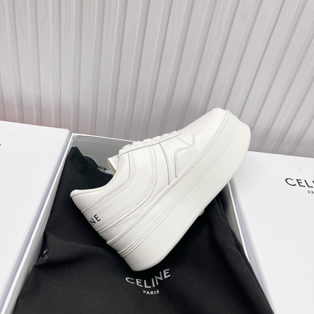Celine Block Sneakers With Wedge Outsole In Calfskin - DopestKickz