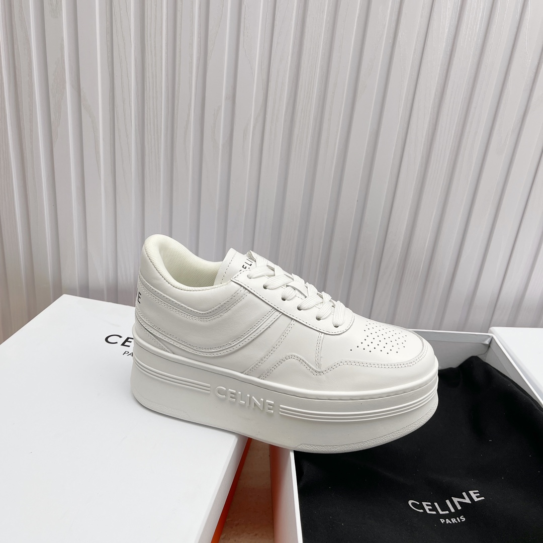 Celine Block Sneakers With Wedge Outsole In Calfskin - DopestKickz