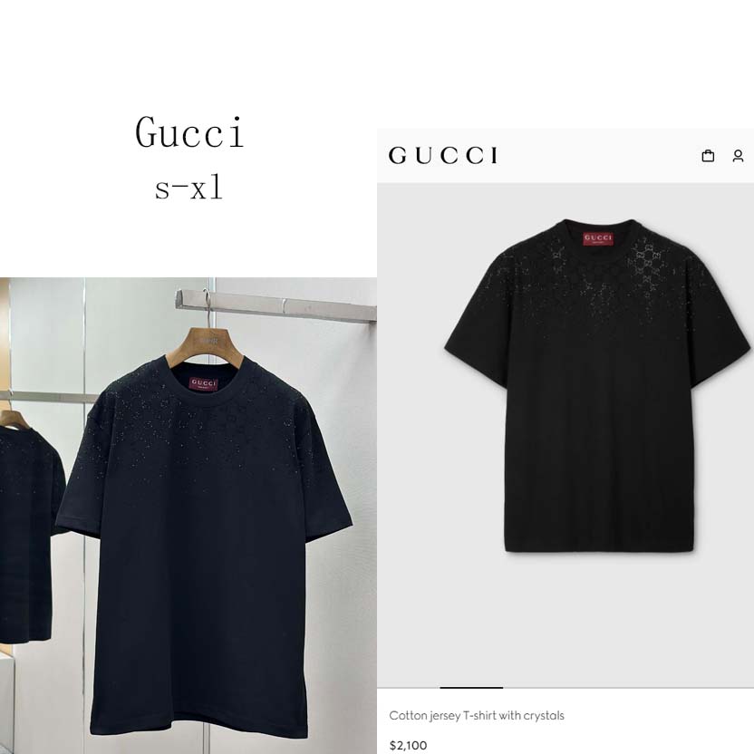 Gucci Cotton jersey T-shirt With Crystals - DopestKickz