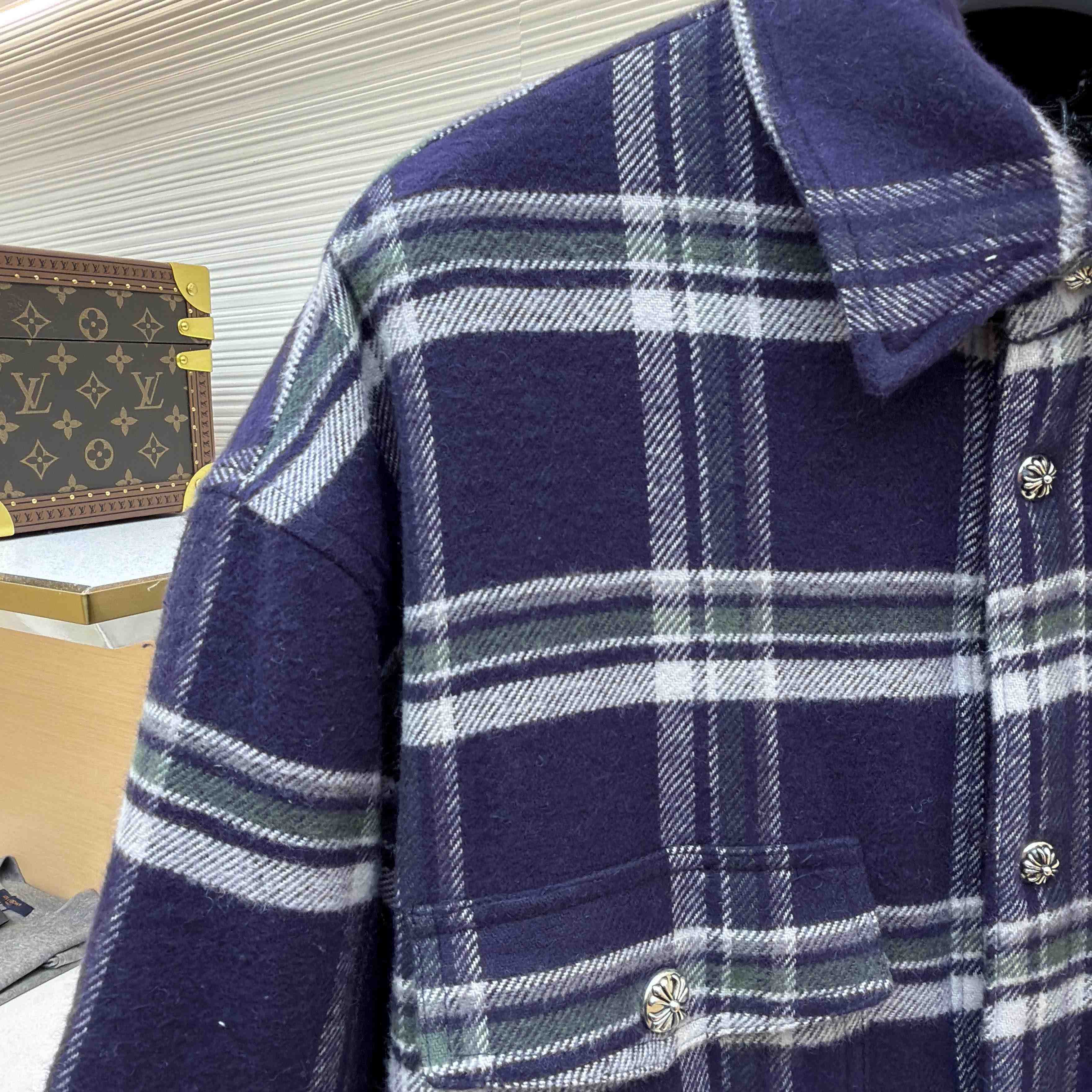Chrome Hearts Work Dog Pile Lined Flannel Shirt Jacket  - DopestKickz