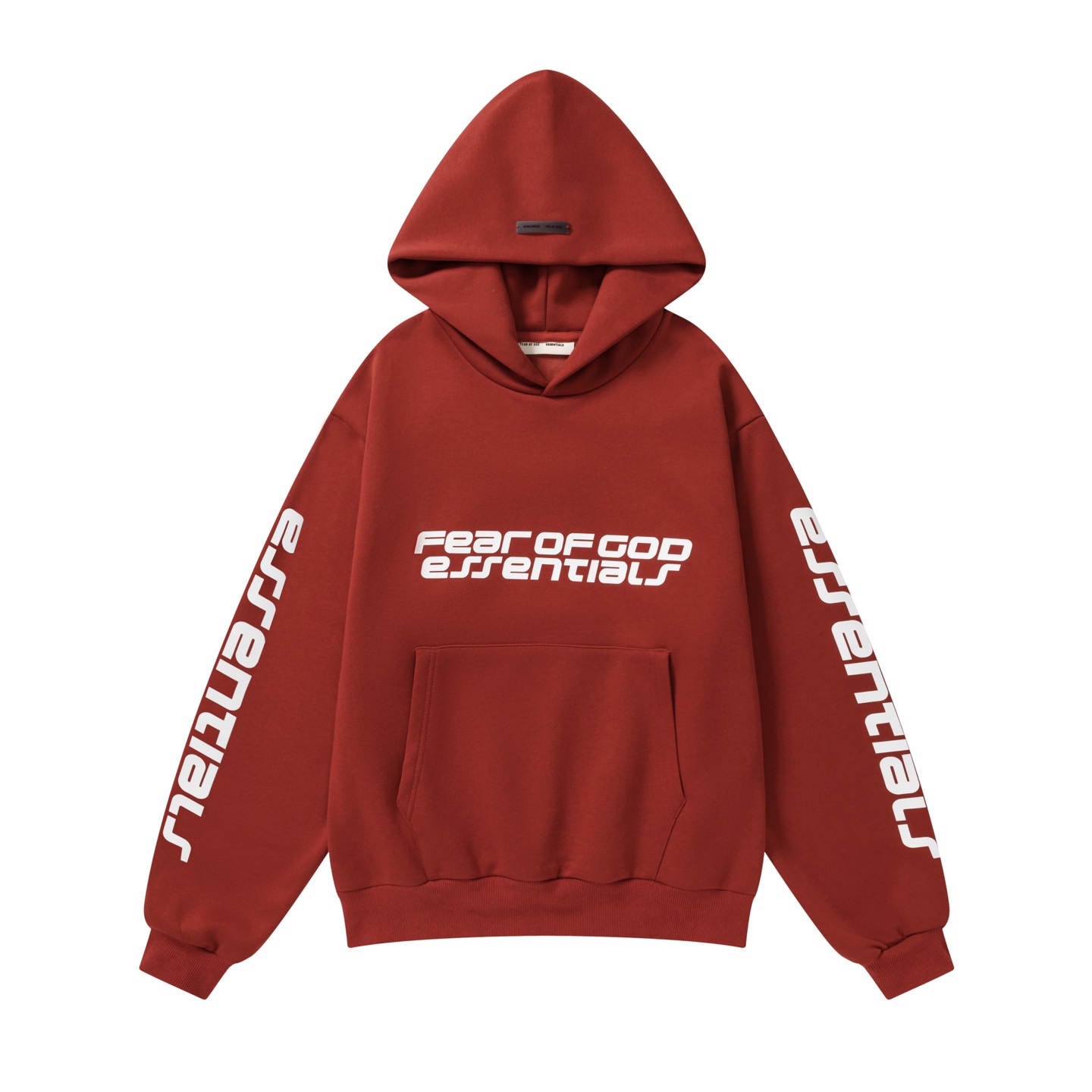 Fear of God Essentials Crimson Cropped Relaxed Hoodie - DopestKickz