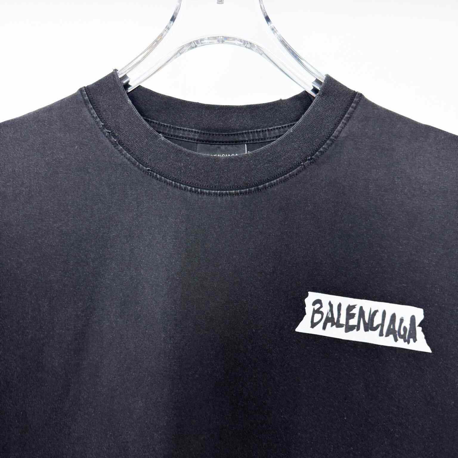 Balenciaga Masking Tape T-Shirt Medium Fit In Faded Black  - DopestKickz
