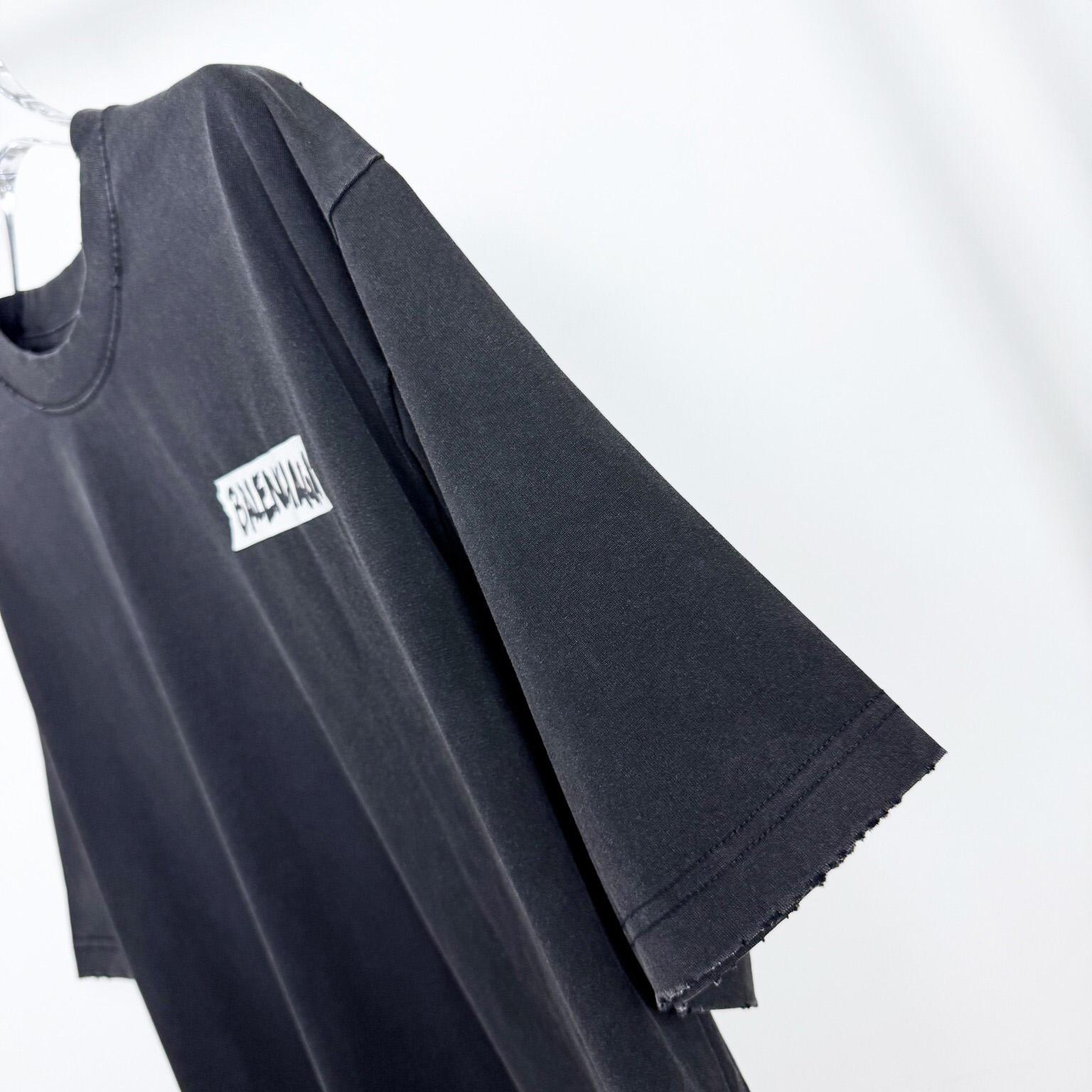 Balenciaga Masking Tape T-Shirt Medium Fit In Faded Black  - DopestKickz