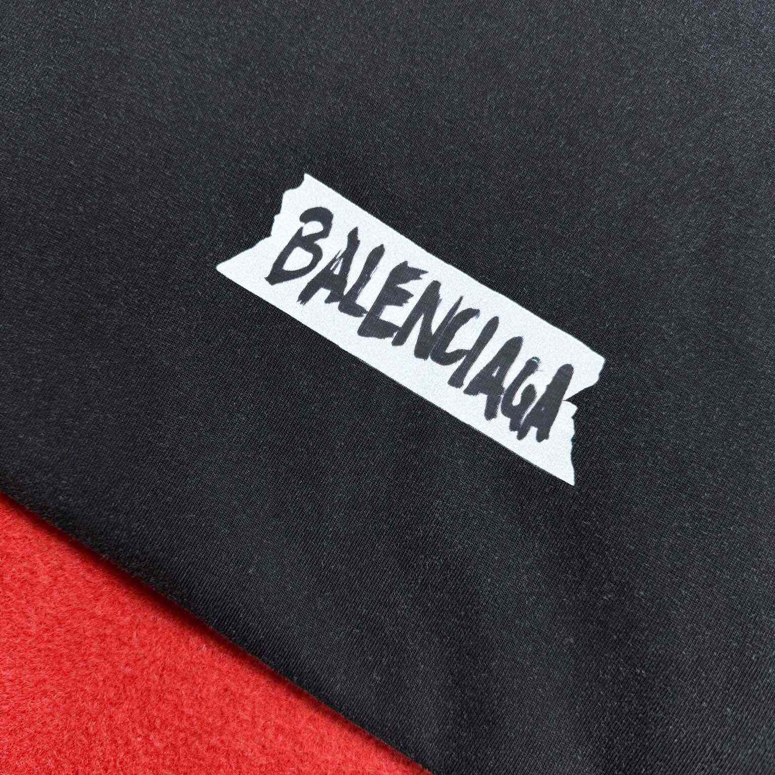 Balenciaga Masking Tape T-Shirt Medium Fit In Faded Black  - DopestKickz