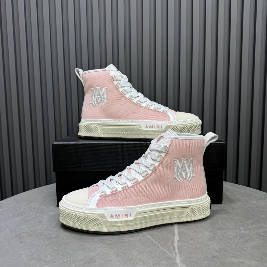 Amiri Pink 'MA' Court Hi Sneakers - DopestKickz