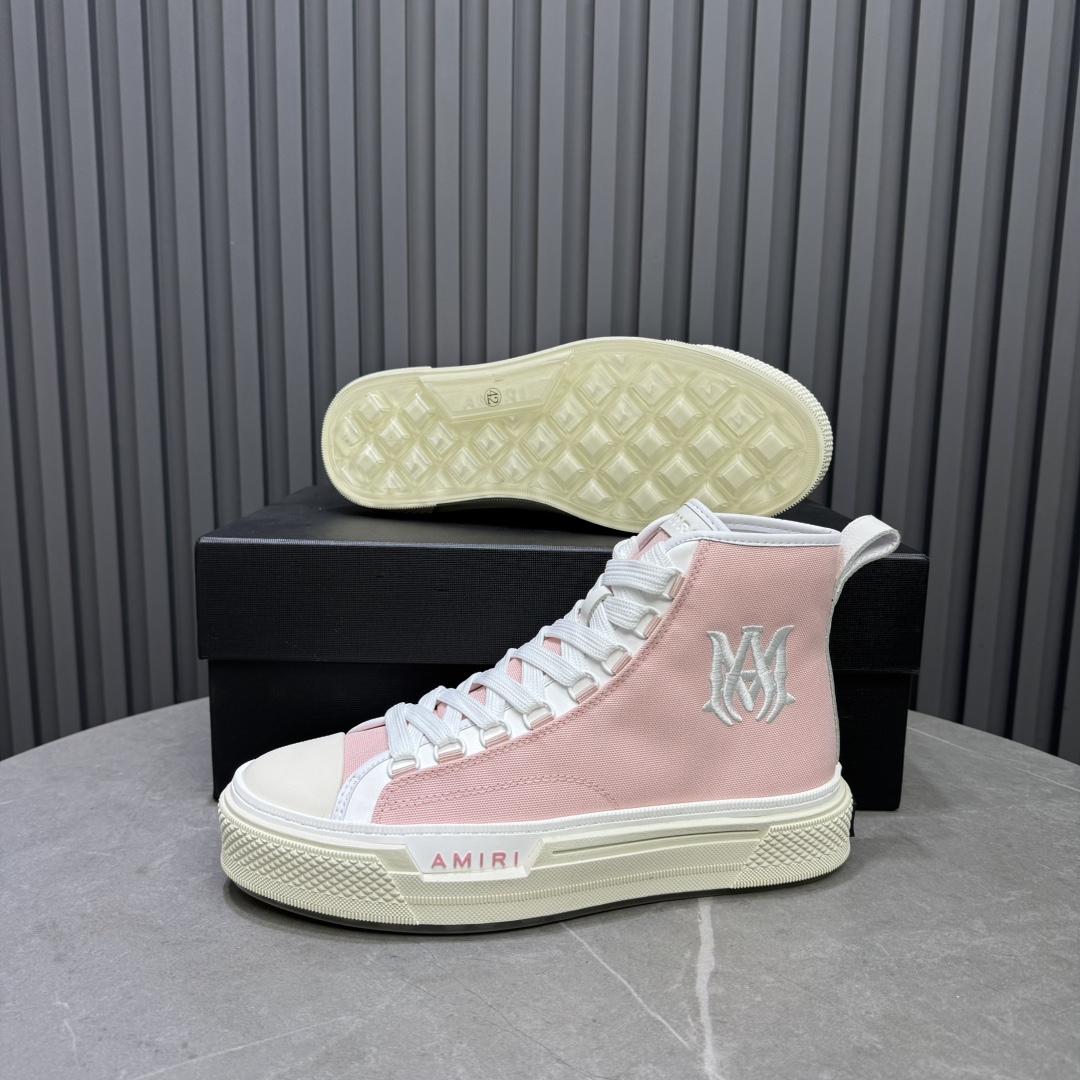 Amiri Pink 'MA' Court Hi Sneakers - DopestKickz