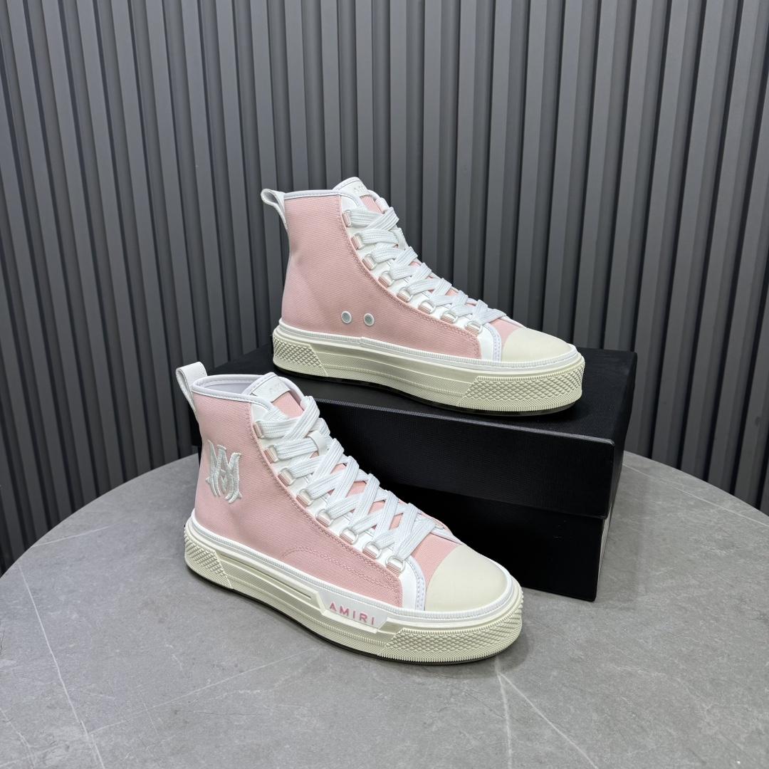 Amiri Pink 'MA' Court Hi Sneakers - DopestKickz