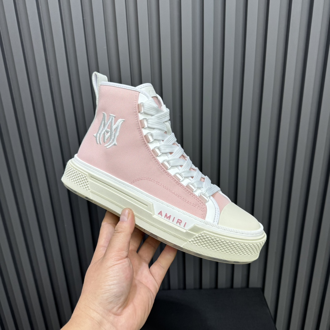 Amiri Pink 'MA' Court Hi Sneakers - DopestKickz