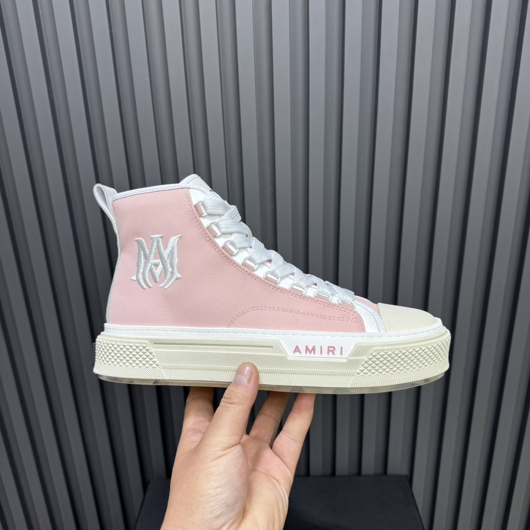 Amiri Pink 'MA' Court Hi Sneakers - DopestKickz