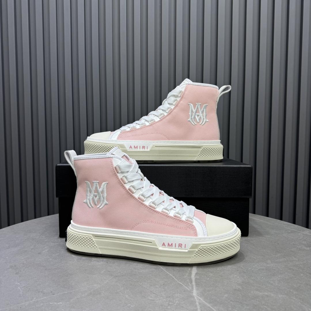 Amiri Pink 'MA' Court Hi Sneakers - DopestKickz