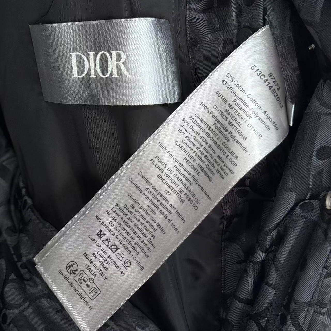 Dior Oblique Down Overshirt Black Cotton-Blend Jacquard - DopestKickz