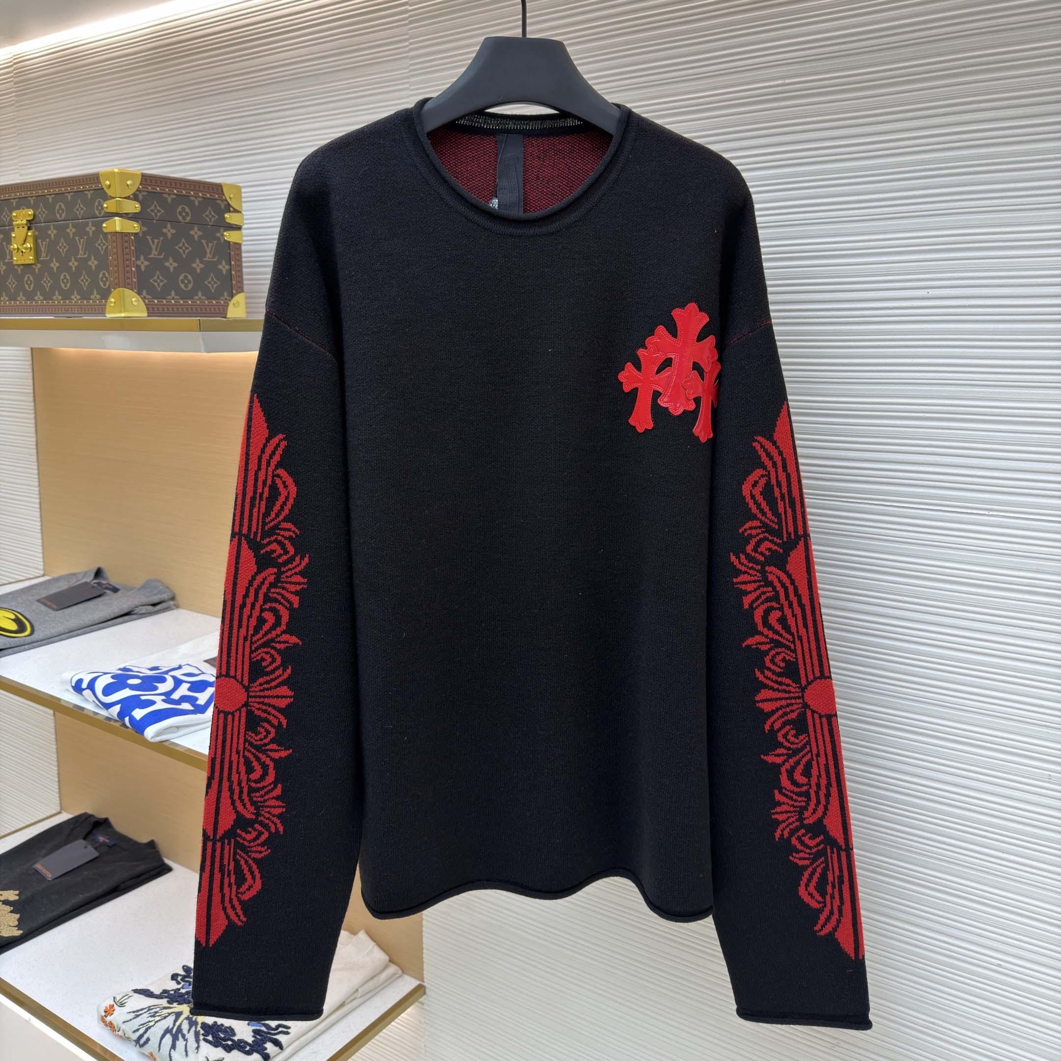 Chrome Hearts Cashmere Cross Patch Sweater  - DopestKickz