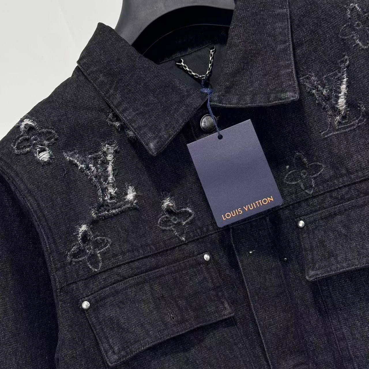 Louis Vuitton Monogram Destroy Denim Trucker Jacket - DopestKickz