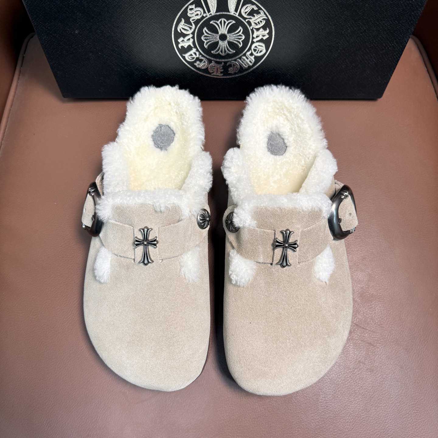 Chrome Hearts Birkenstock Boston Suede Sandals  - DopestKickz