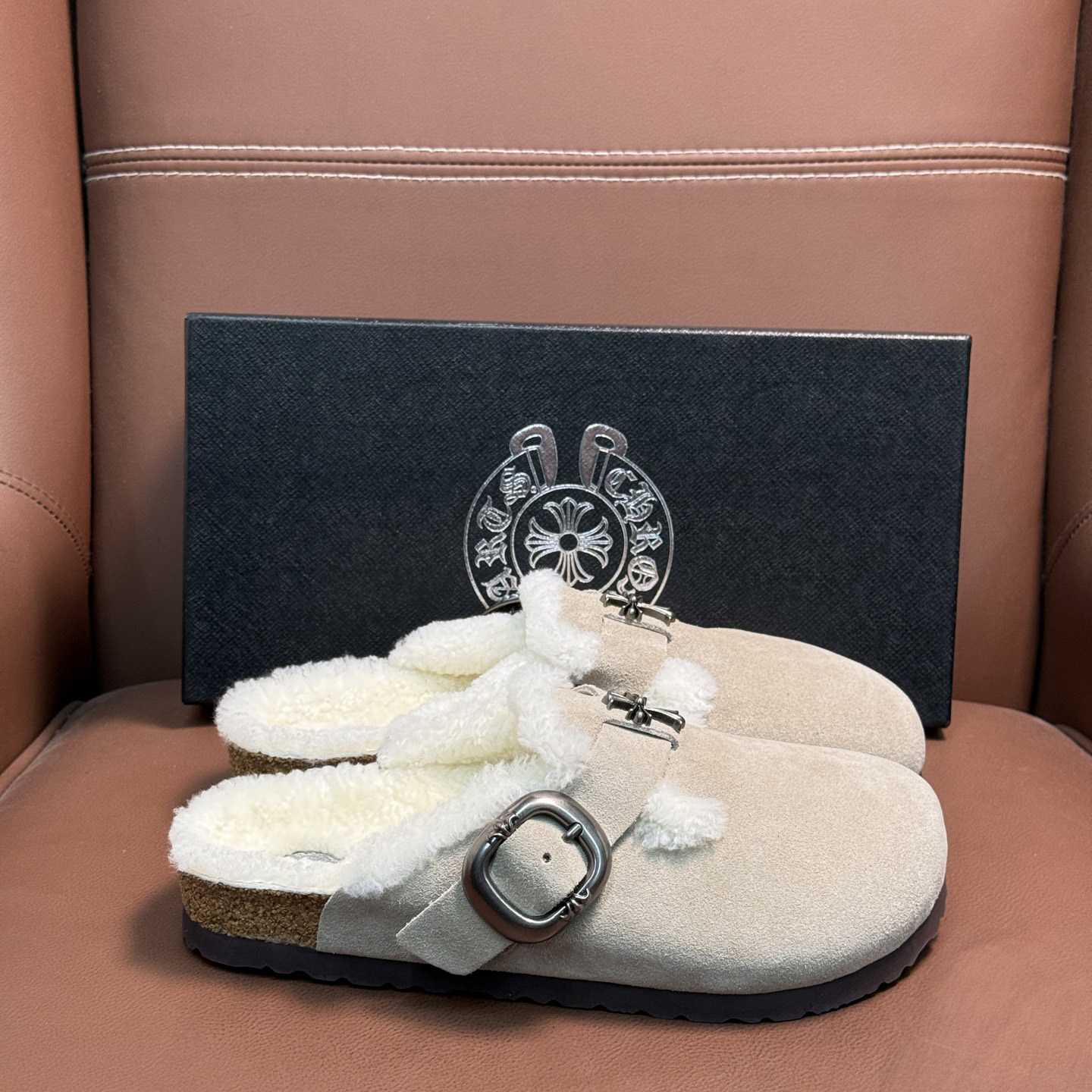 Chrome Hearts Birkenstock Boston Suede Sandals  - DopestKickz