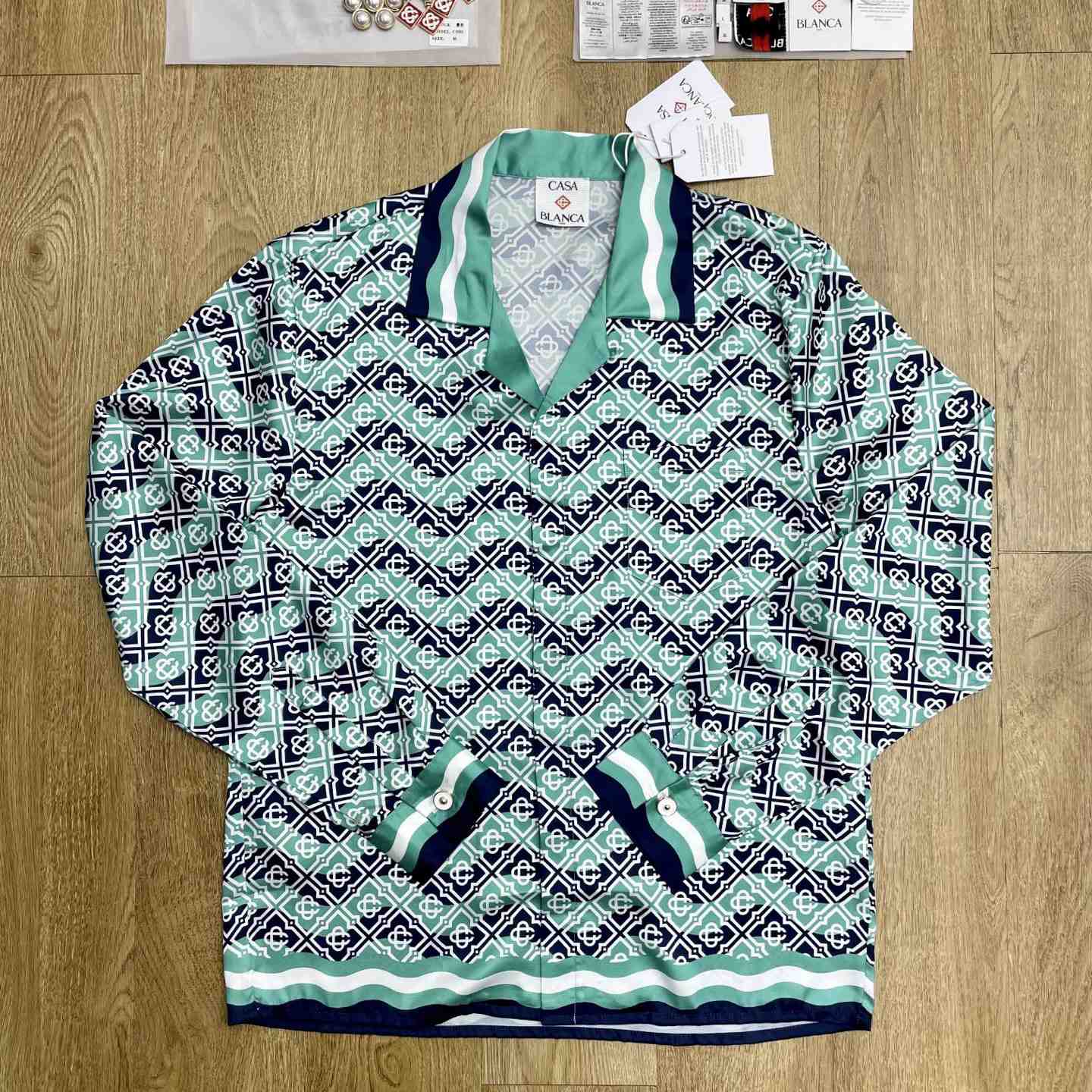 Casablanca Monogram Wave Long Sleeve Silk Shirt   CA3563 - DopestKickz