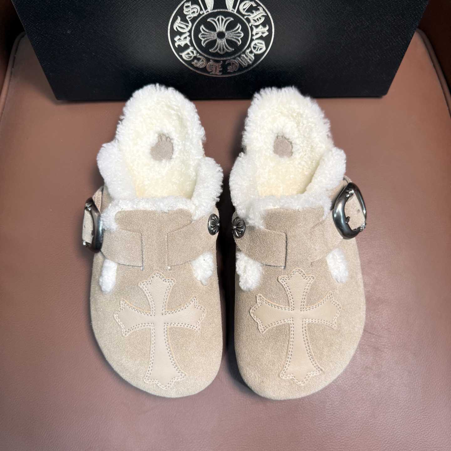 Chrome Hearts Birkenstock Boston Suede Sandals  - DopestKickz