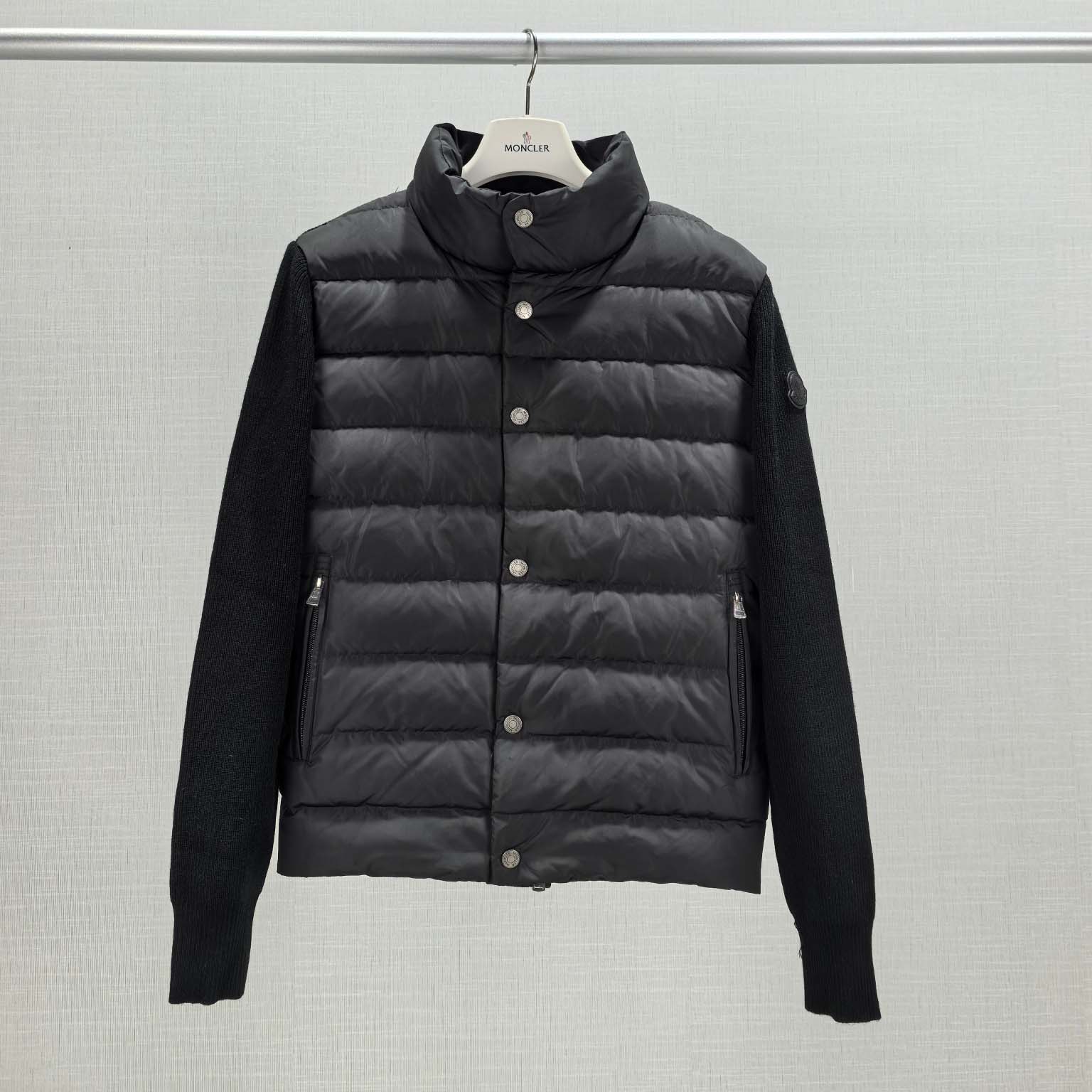 Moncler Ribbed Cotton and Quilted Shell Down Zip-Up Cardigan - DopestKickz