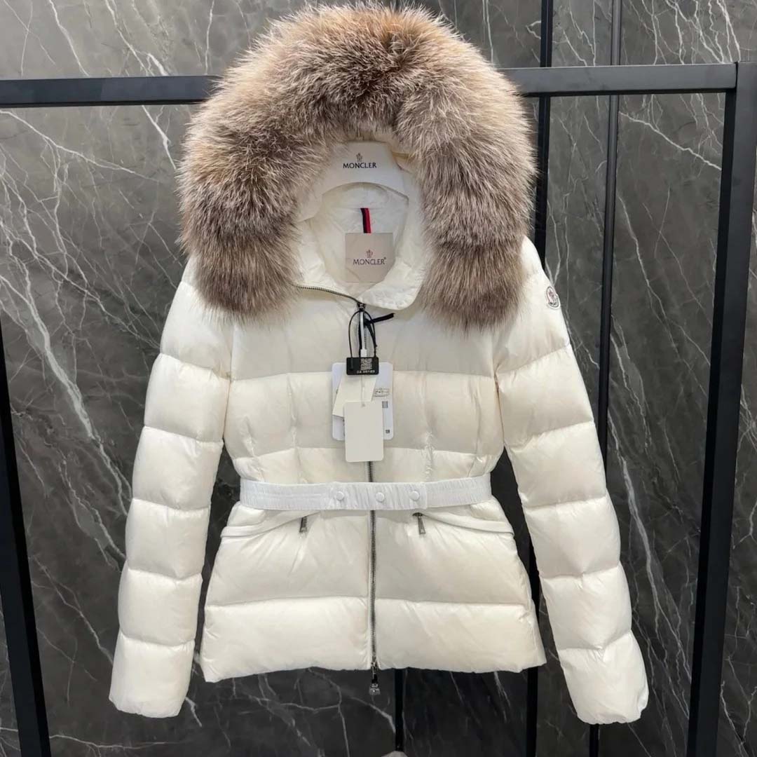 Moncler Belted Puffer Jacket With A Fur-trimmed Hood - DopestKickz