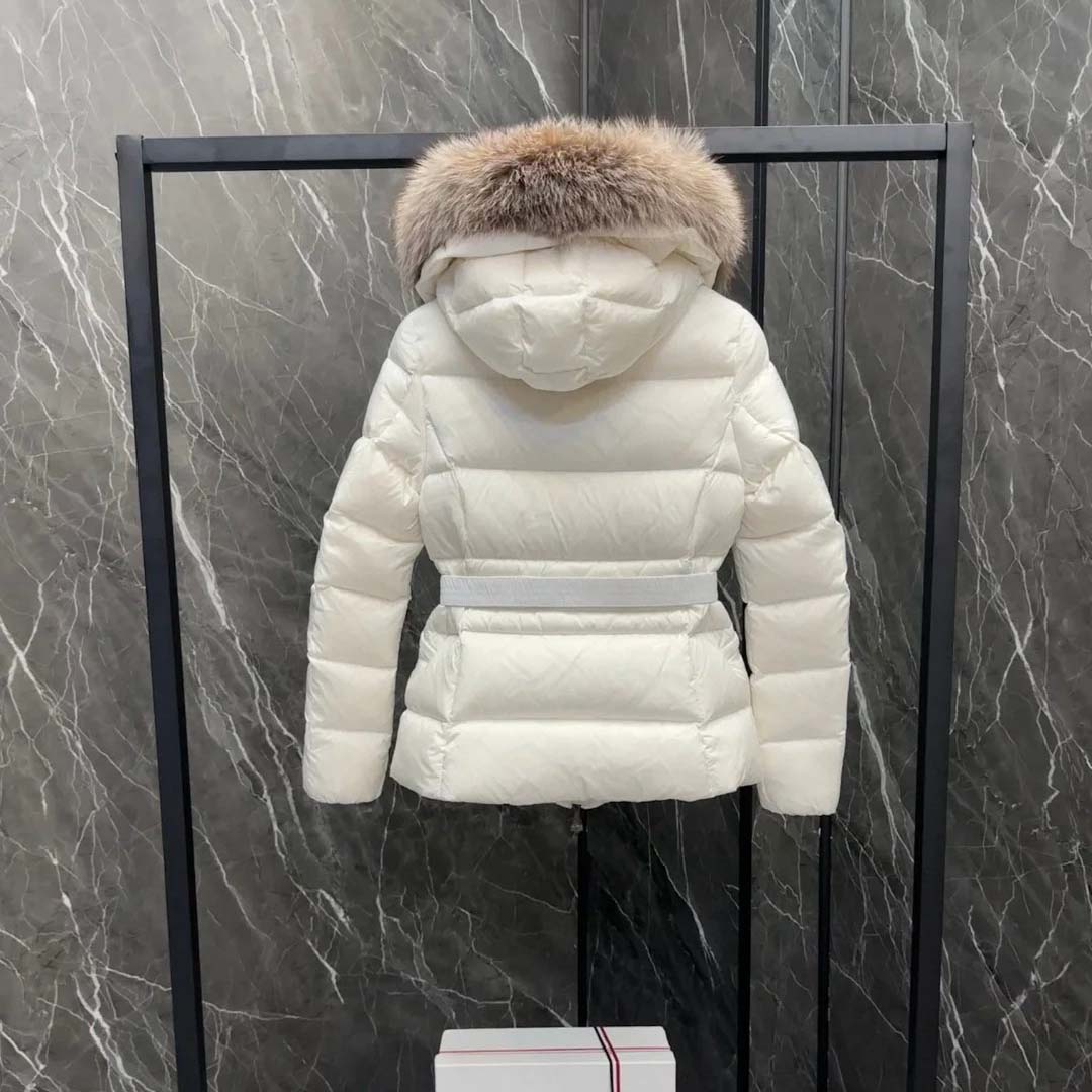 Moncler Belted Puffer Jacket With A Fur-trimmed Hood - DopestKickz