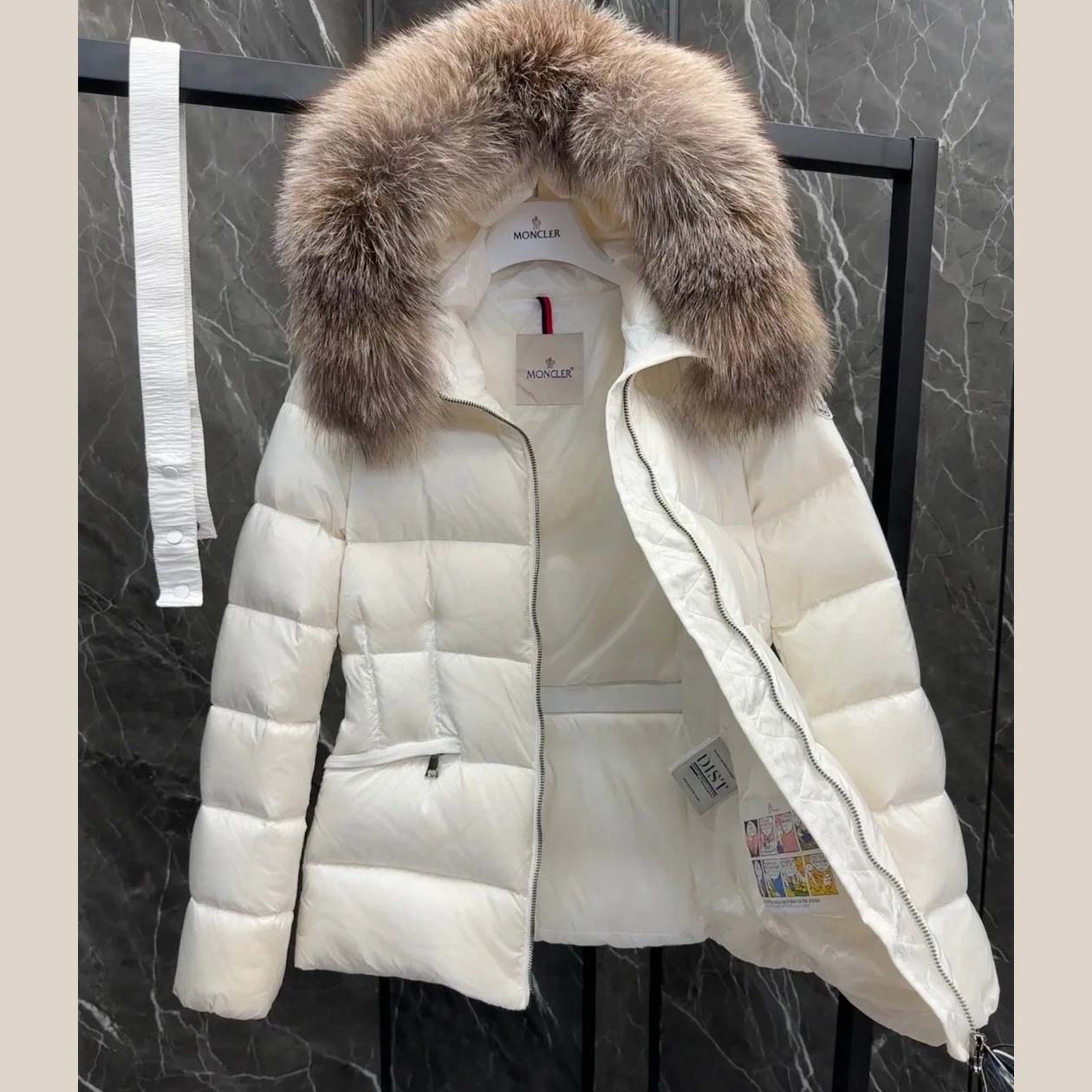 Moncler Belted Puffer Jacket With A Fur-trimmed Hood - DopestKickz