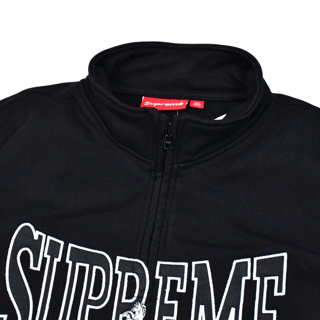 Supreme Crest Appliqué Half Zip Pullover 'Black' - DopestKickz
