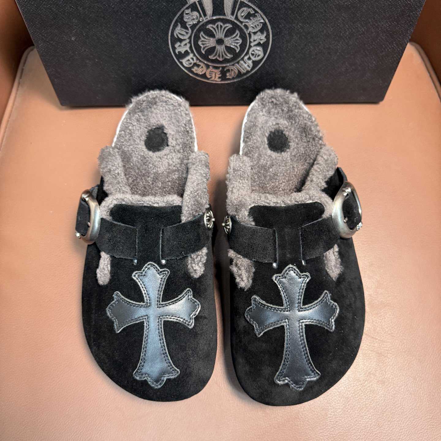 Chrome Hearts Birkenstock Boston Suede Sandals  - DopestKickz