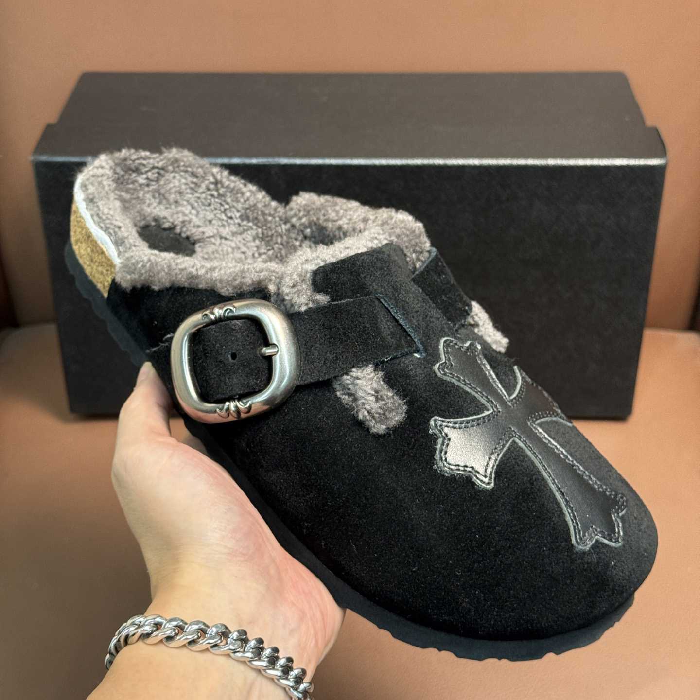 Chrome Hearts Birkenstock Boston Suede Sandals  - DopestKickz