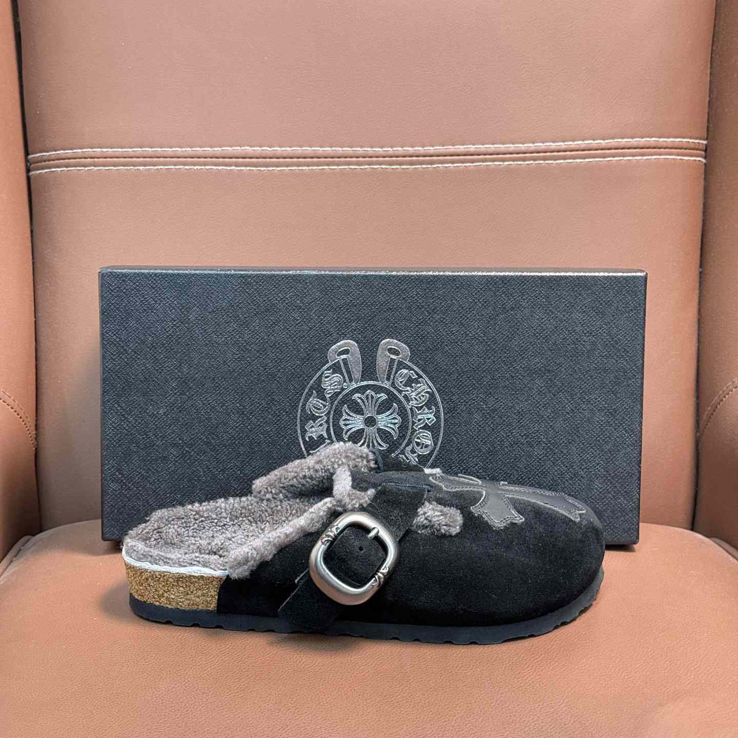 Chrome Hearts Birkenstock Boston Suede Sandals  - DopestKickz